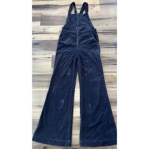 Rolla's Corduroy Overalls Size 29 Black Wide Leg Zip Front Flare Retro Y2K